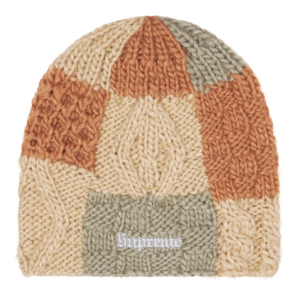 Supreme Block Knit Beanie- Tan